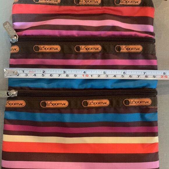 LeSportsac Crossbody Bag Multicolor Stripes Zippered Pockets - Picture 6 of 7